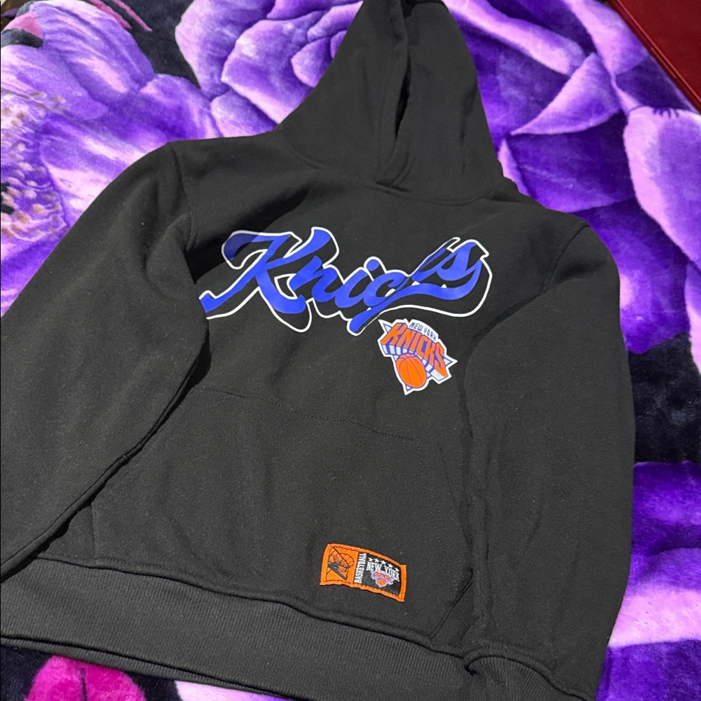 NBA Kids Black Hoodie with Blue and Orange Knicks Logo